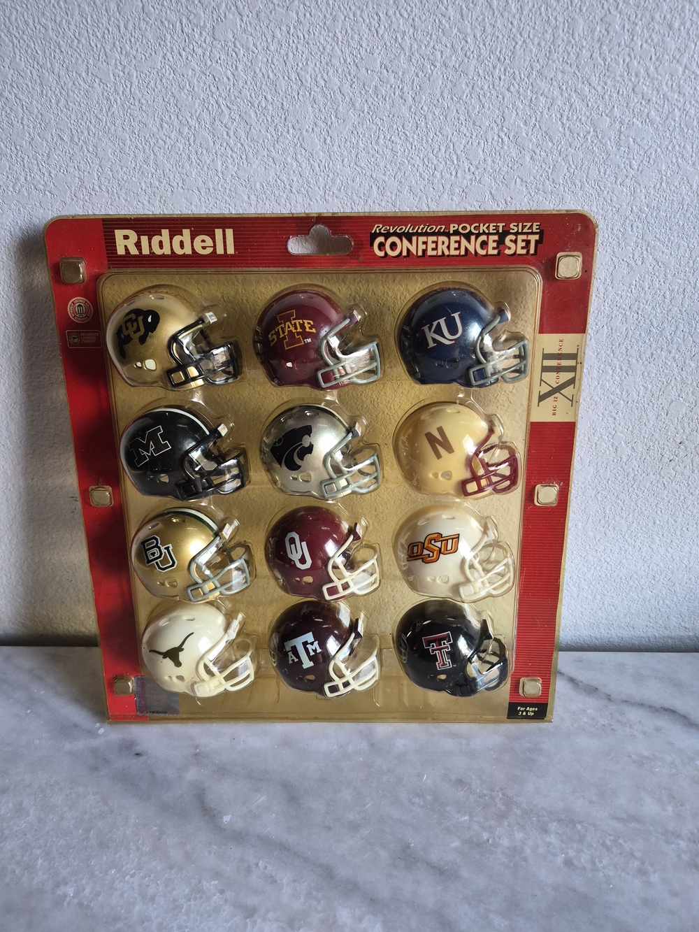Vintage!! Big 12 Conference Riddell Revolution Pocket Size Helmet Set Pre-owned